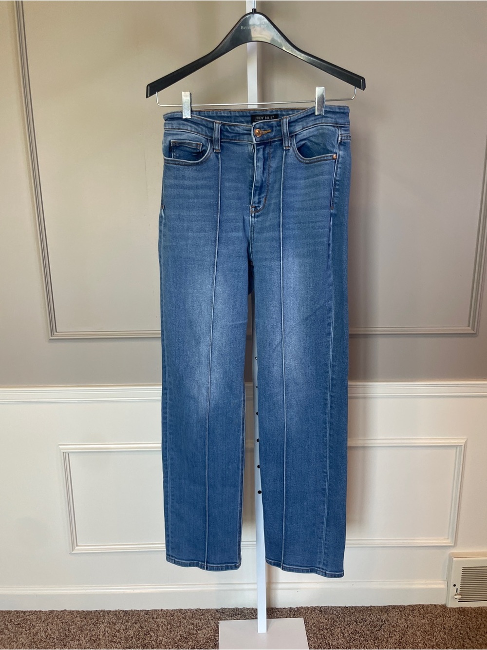 Judy Blue Jeans 9 Straight Fit Sailor Wide Leg Medium Wash Stretch Denim